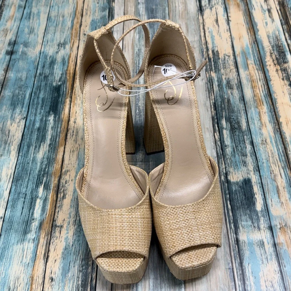⭐️Sam Edelman Women's Kori Platform Bleached Beechwood Sandal sz 10.5 NWOT